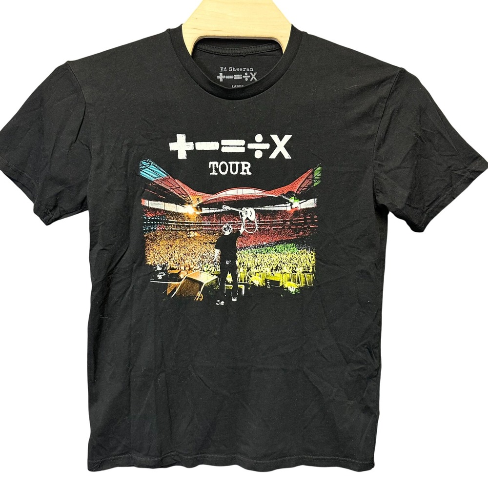 Ed Sheeran Mathematics Tour T-Shirt Mens Large Black Cotton Graphic Concert Tee